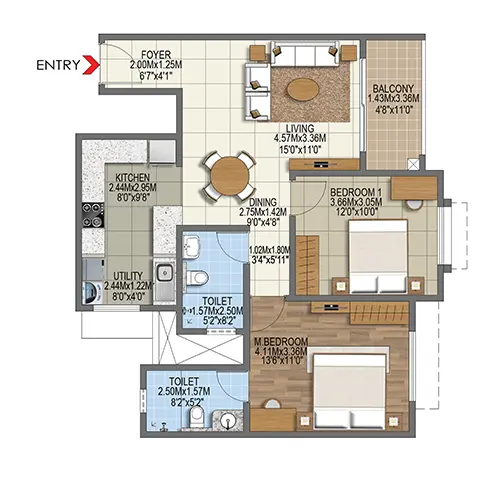 Brigade Komarla Heights 2 bhk Type E