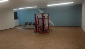 Brigade Komarla Heights Tower A: Table Tennis installation works are in progress in club house as on March '25