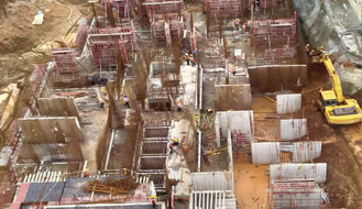 Komarla Heights Tower B (view from top) : Upper basement slab concreting completed and Ground floor works are in progress as on August '22