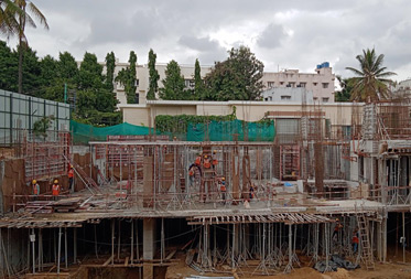 Komarla Heights Club House (view from west side) : Ground floor slab works are in progress as on September '22