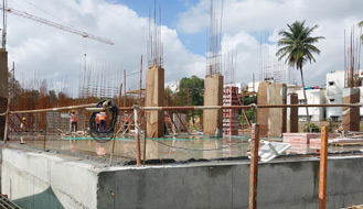 Komarla Heights Club House (view from north side) : Ground floor slab concreting completed & stilt floor vertical columns casting works are in progress as on October '22