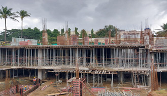 Komarla Heights Club House (view from west side) : Ground floor slab concreting completed & stilt floor columns casting works are in progress as on October '22