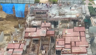 Tower B (view from top) : First floor slab works are in progress as on November '22