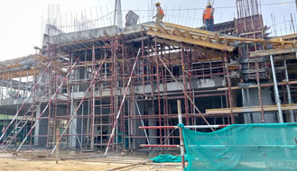 Brigade Komarla Heights Club House (view from north side) : Second floor slab concreting completed & Third floor vertical columns casting works are in progress as on December '22