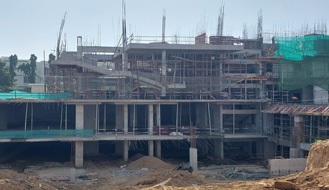 Komarla Heights Club House (view from West side) : Second floor slab completed & Third floor vertical columns casting works are in progress as on January '23