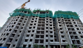 Brigade Komarla Heights Tower B (view from East) : 12th floor slab concreting 100% completed & 13th floor works are in progress as on May '23